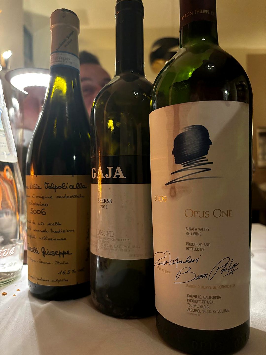 Quintarelli, Gaja und Opus One auf dem Tisch
