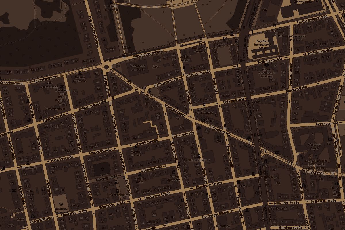 Kartenausschnitt Frankfurt-Westend mit der Lage des Restaurants am Grüneburgweg 81